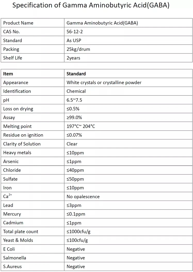 Amino Acid Y-Aminobutyric Acid GABA 99% Gamma-Aminobutyric Acid